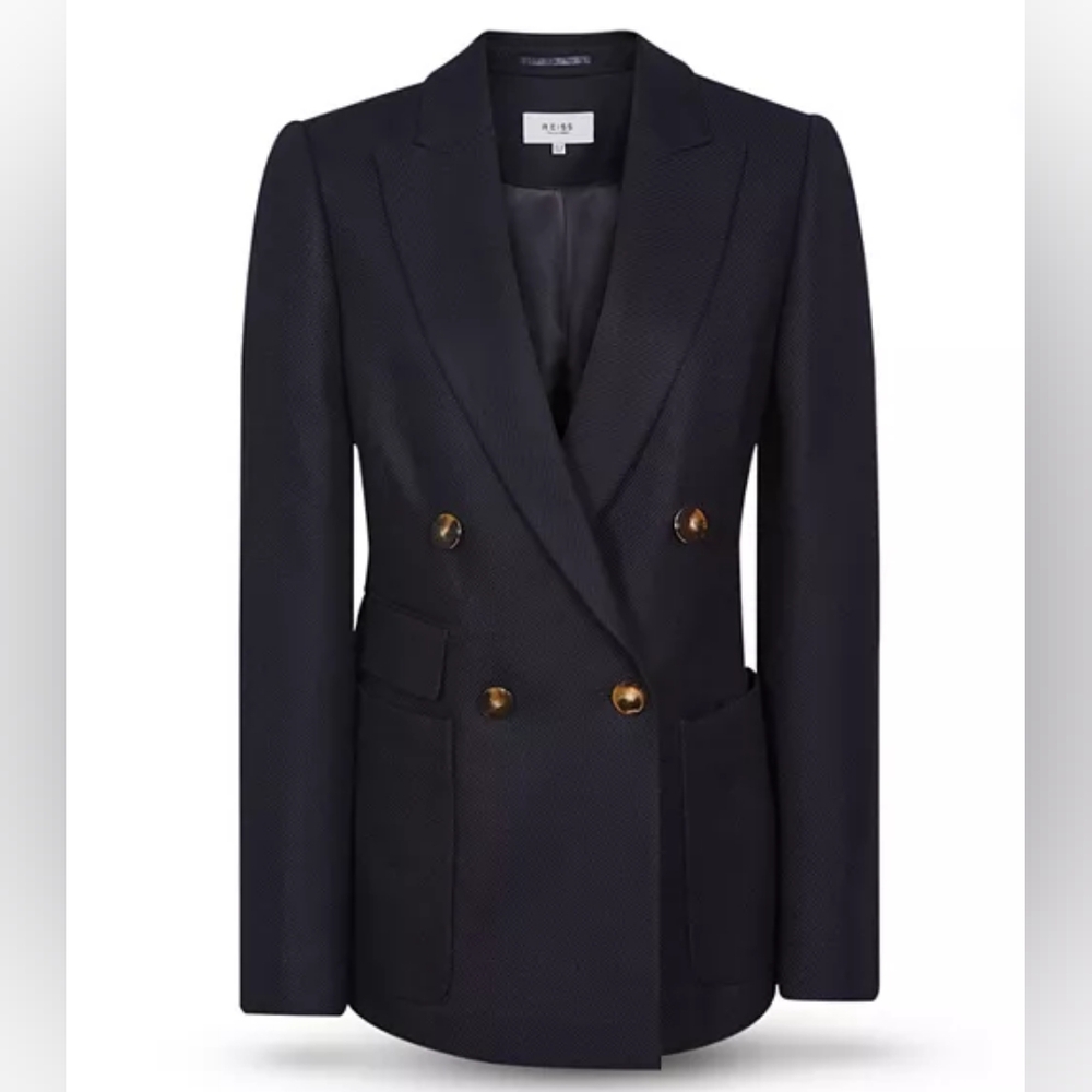 Reiss Double Breasted Twill Blazer